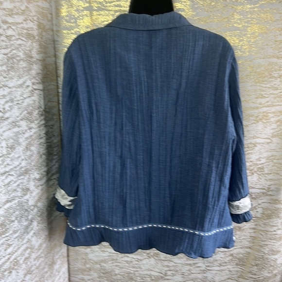 Vintage🧚‍♀️Vex Collection Blue Denim Like Pleated Blazer Size EU 46 - Picture 6 of 12